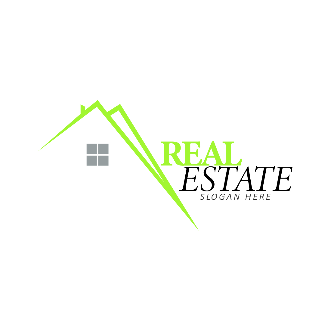 Stylish Realestate Home Logo Green Design preview image.