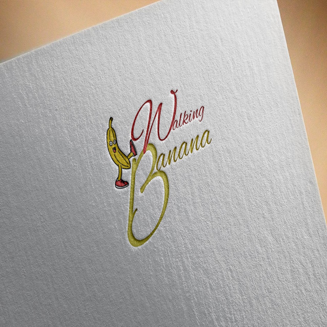Walking Banana Logo Mockup on Paper Design cover image.