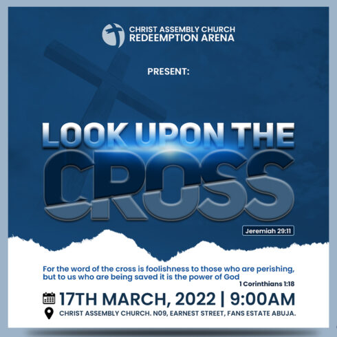 Church Flyer Template Look Upon the Cross cover image.