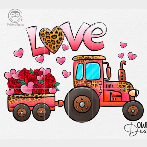 Love Tractor Valentine PNG Sublimation cover image.