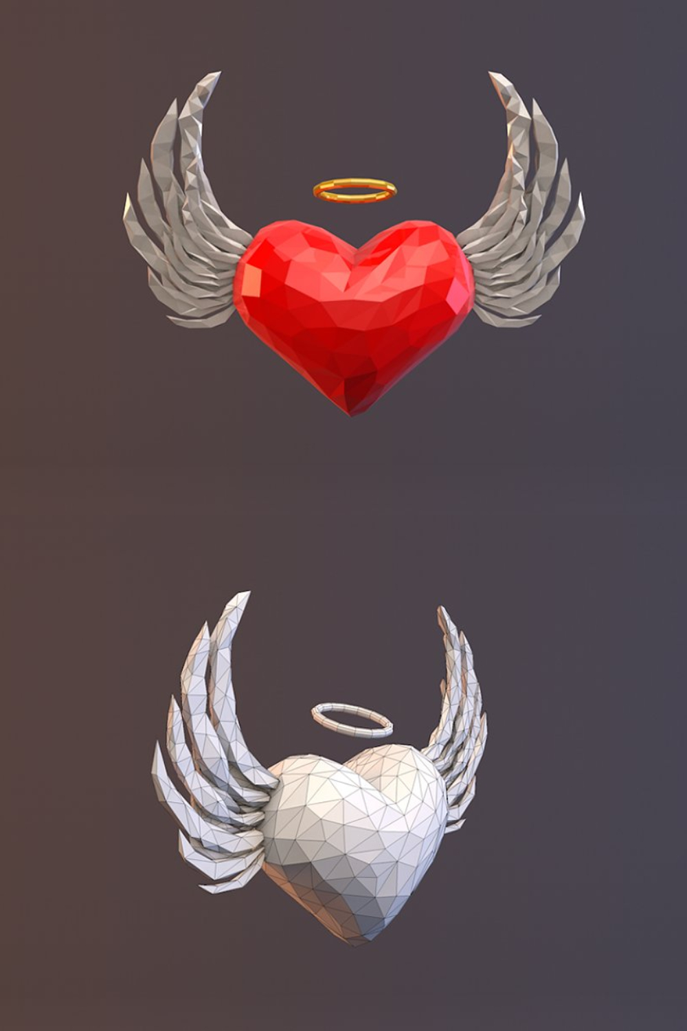 Low Poly Angel Heart - Pinterest.