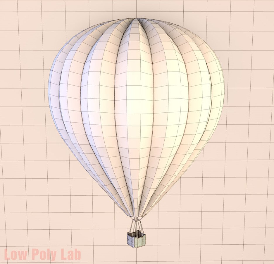 Graphic version of cartoon balloon low poly mockup on a gray background.