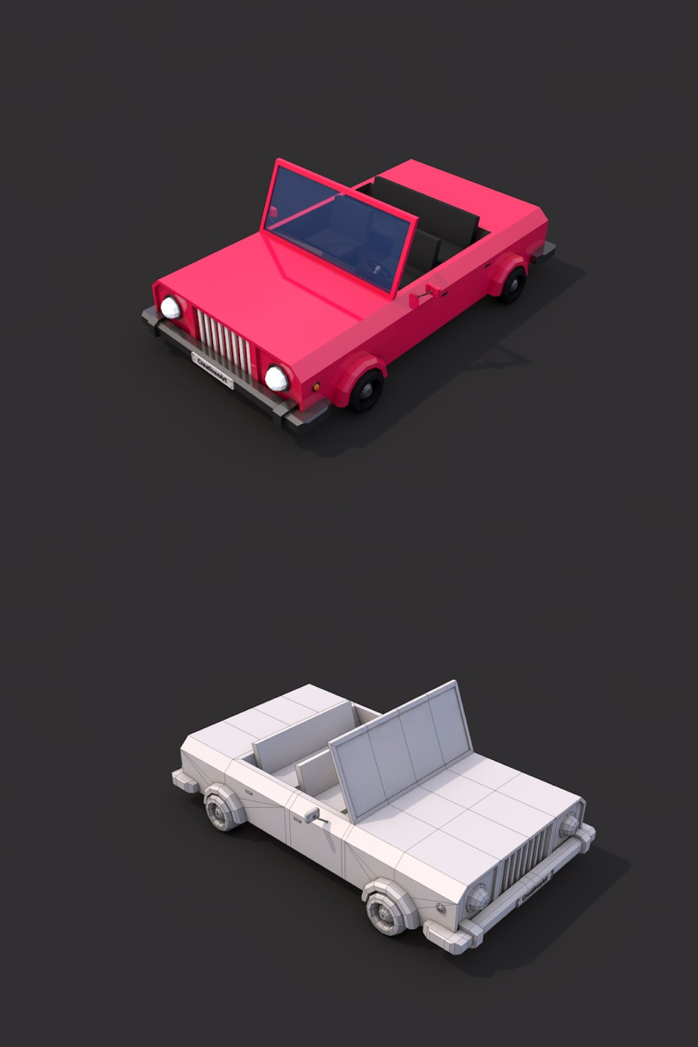 Low Poly Cabriolet - Pinterest.