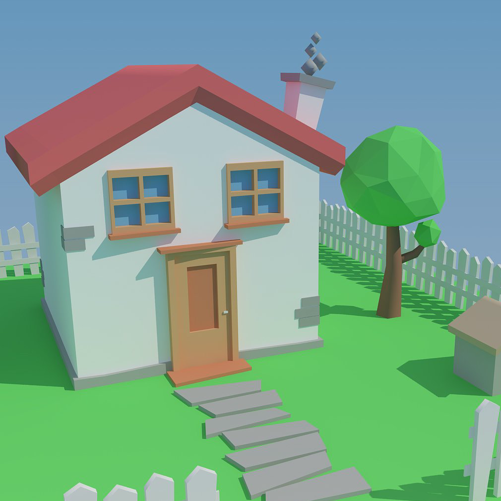 Low poly house main image preview.