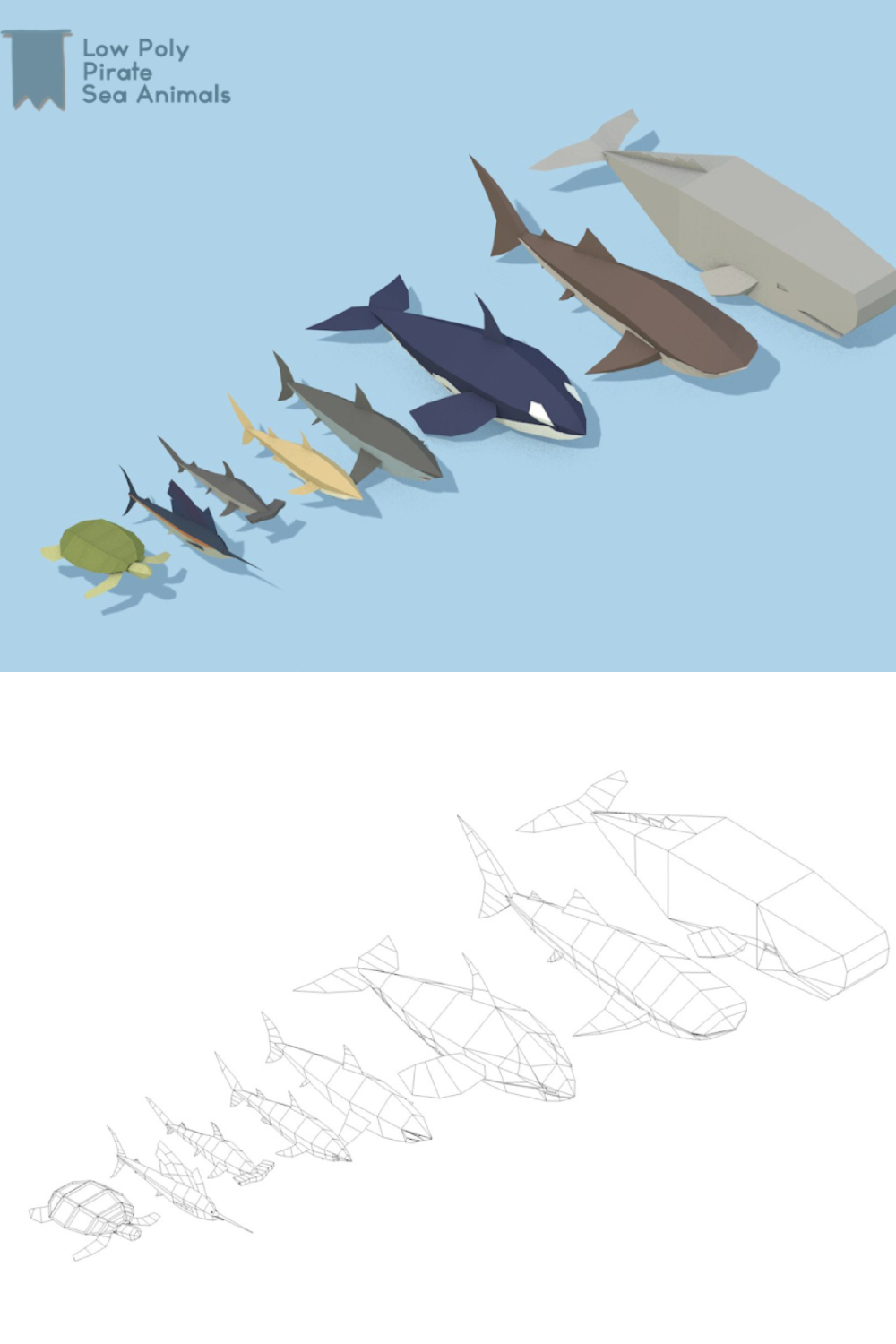 Low Poly Pirate Sea Animals - Pinterest.