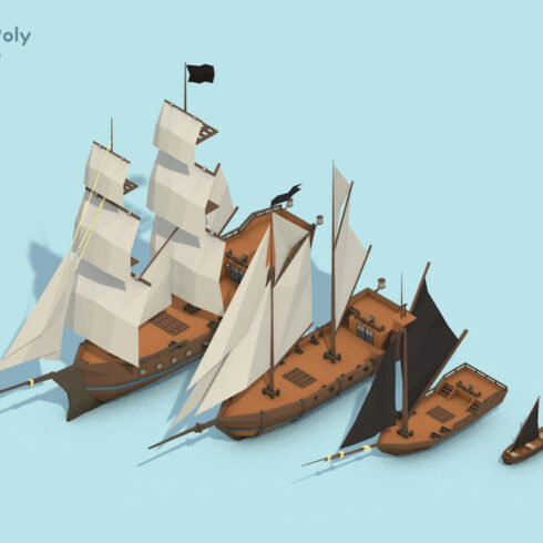 Low Poly Pirate Ships.