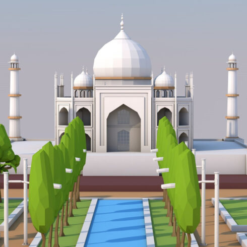 Low Poly Taj Mahal Landmark.