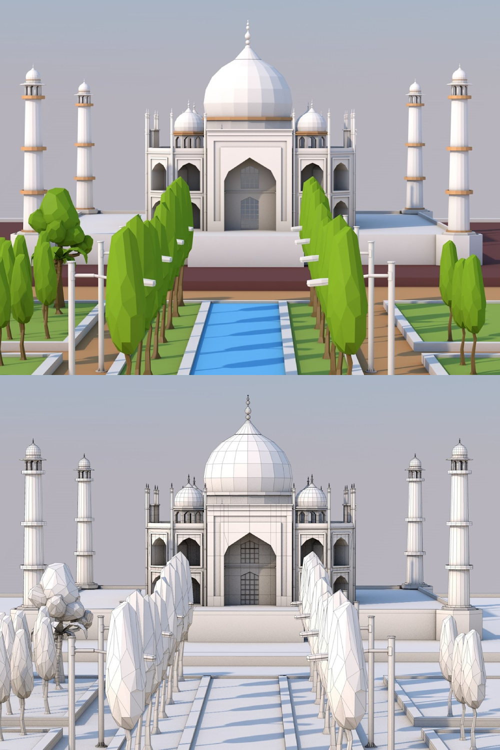 Low Poly Taj Mahal Landmark - Pinterest.