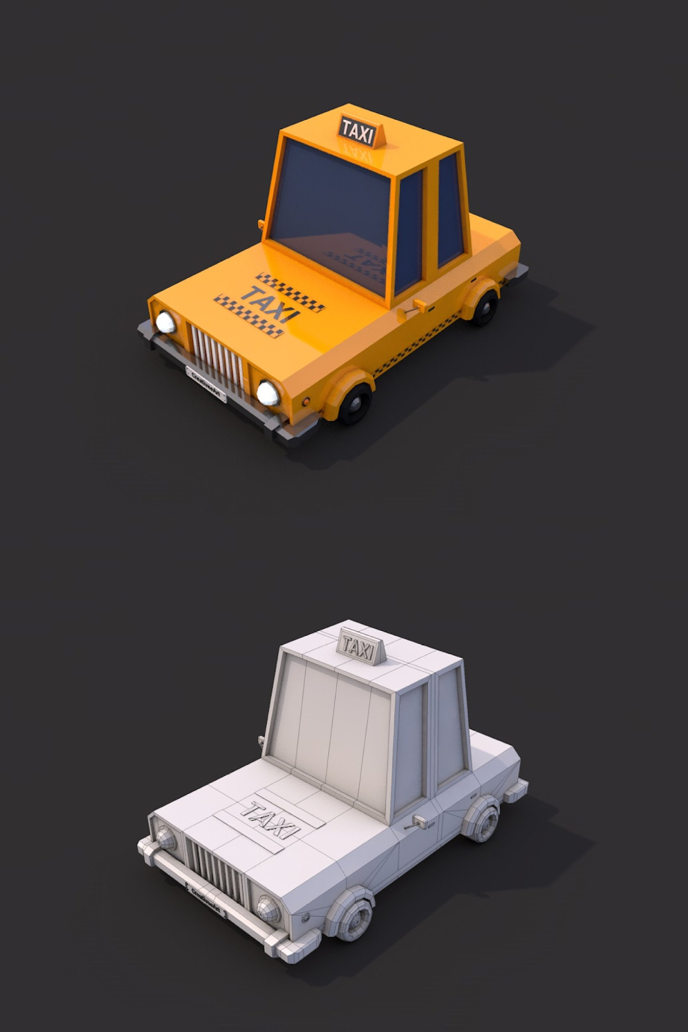 Low Poly Taxi Car - Pinterest.