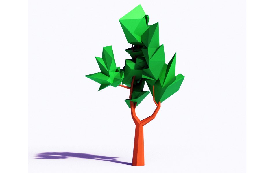 Mockup of green tree on a gray background.