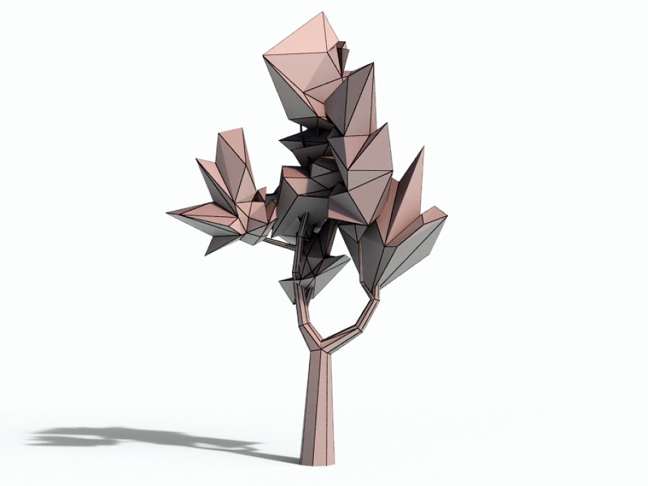 Beautiful low poly tree mockup on a white background.