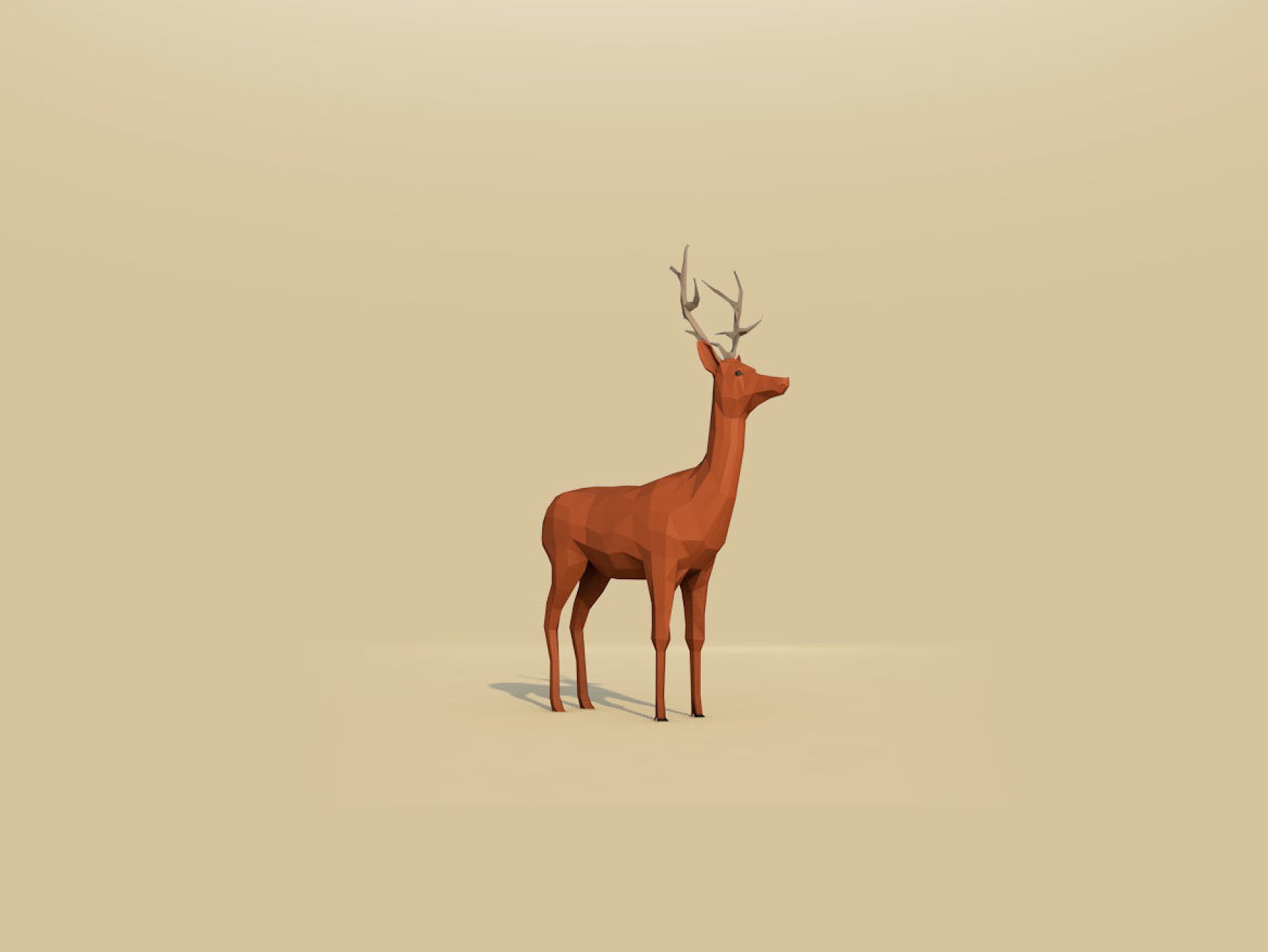 Mockup of a deer on a beige background,