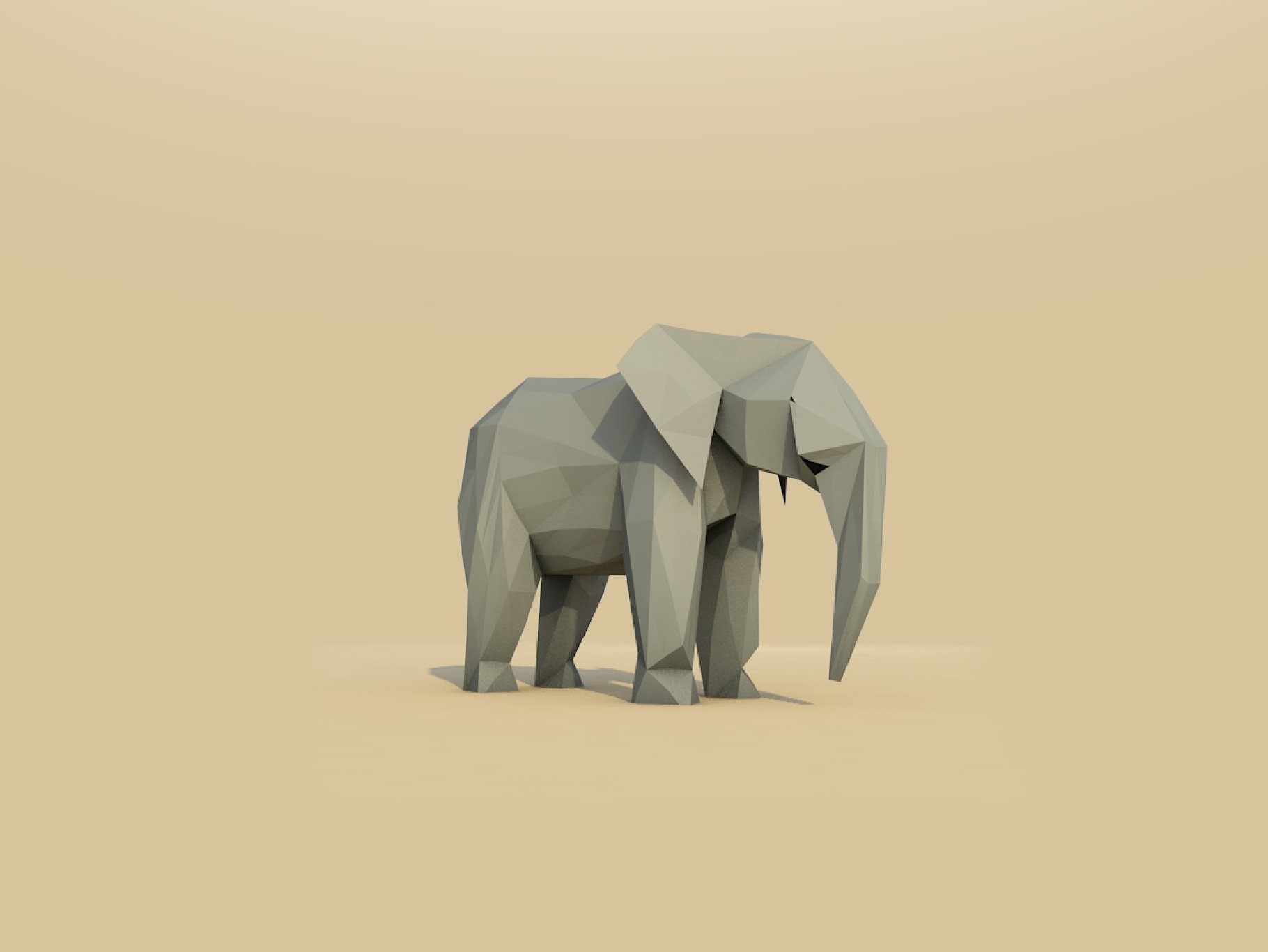 Mockup of an elephant on a beige background.