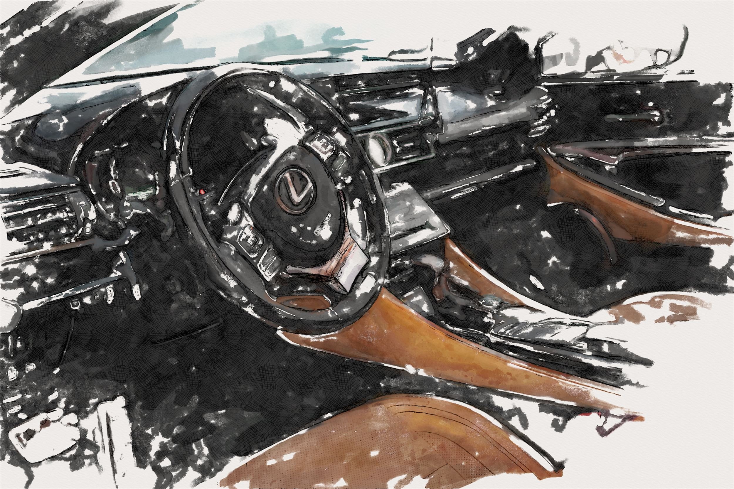 Watercolor Sketch Photo Effect - car image example.