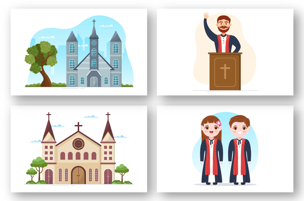 Lutheran Church and Pastor Illustration preview image.