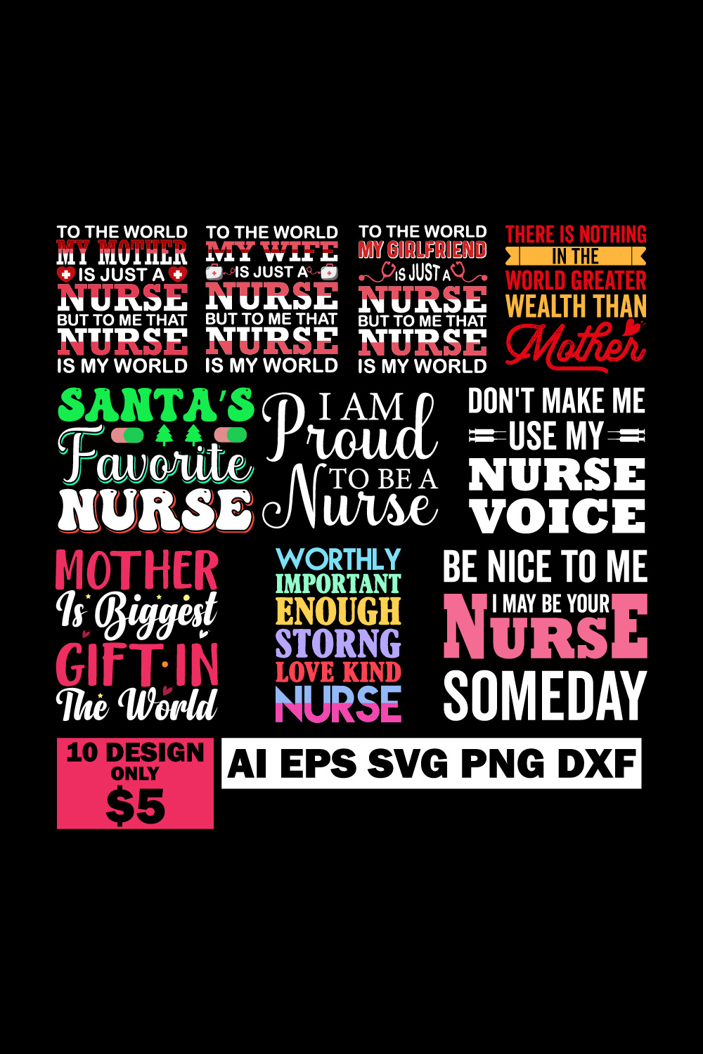 Collection of beautiful images for print on the theme of nurses