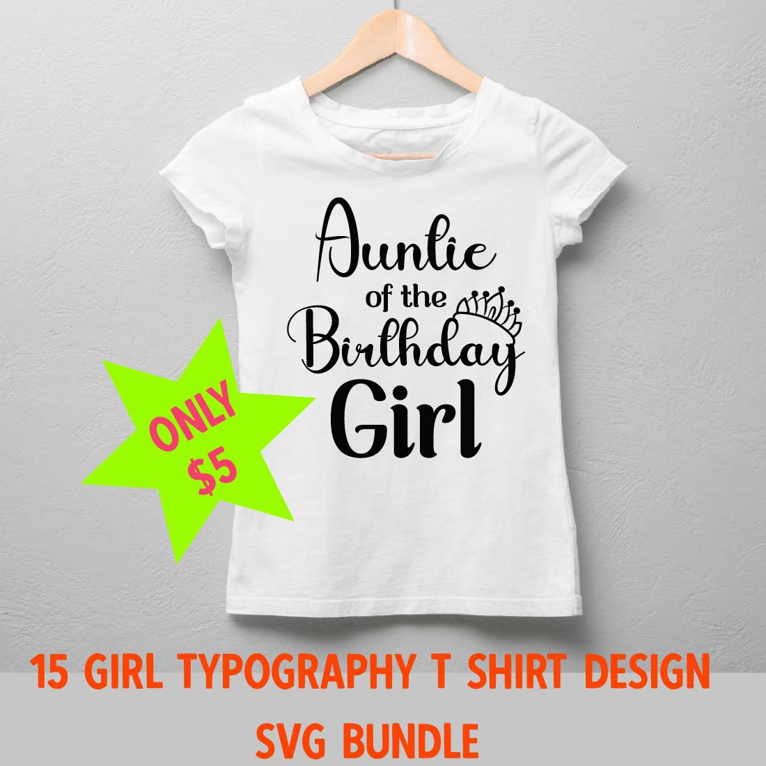 T-shirt Girl Typography Design SVG Bundle cover image.