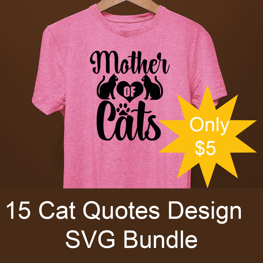 Image of a pink T-shirt with an irresistible Mother of Cats slogan
