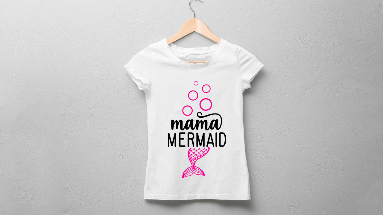 Image of a T-shirt with a wonderful inscription Mama mermaid