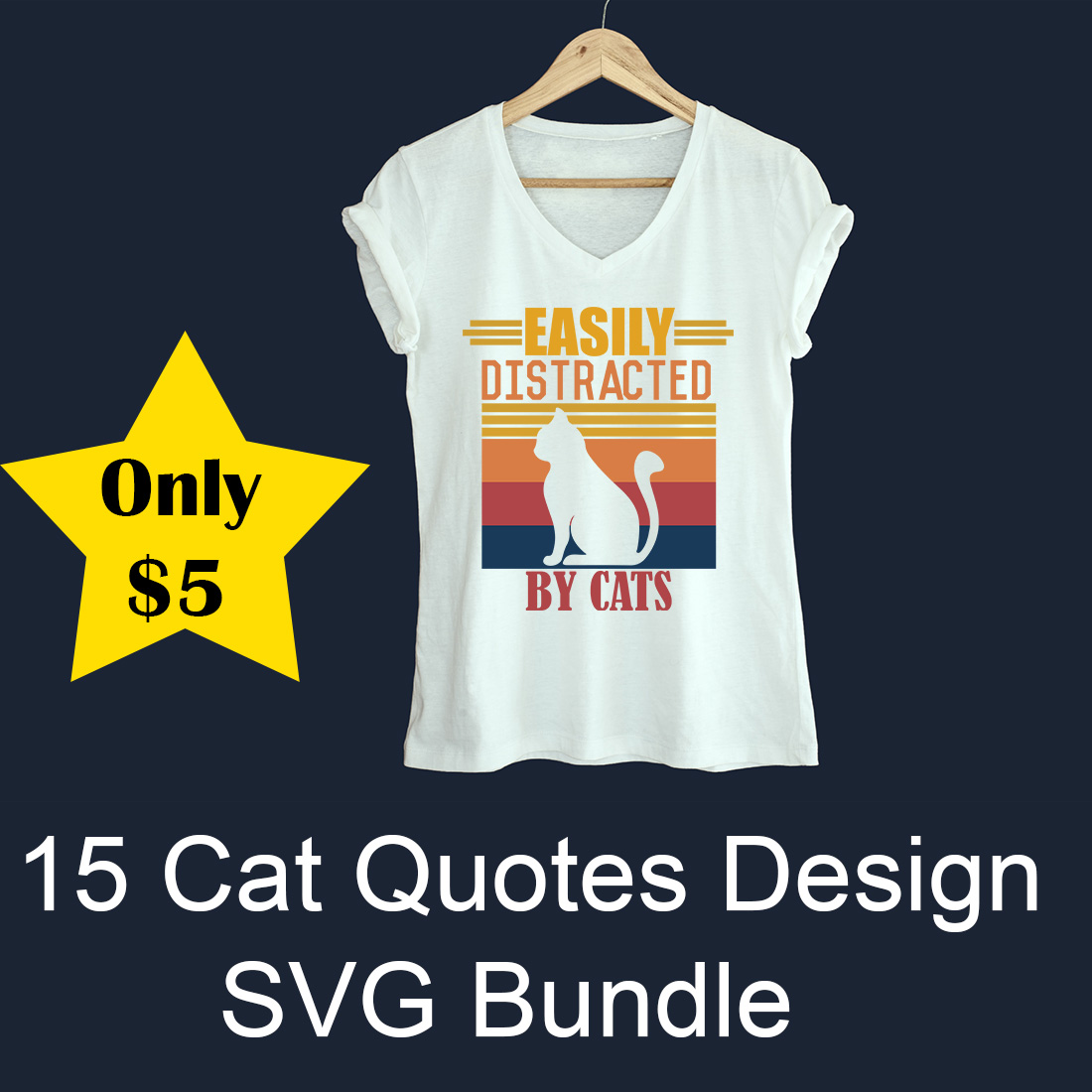 Cat Typography Design SVG Bundle cover image.