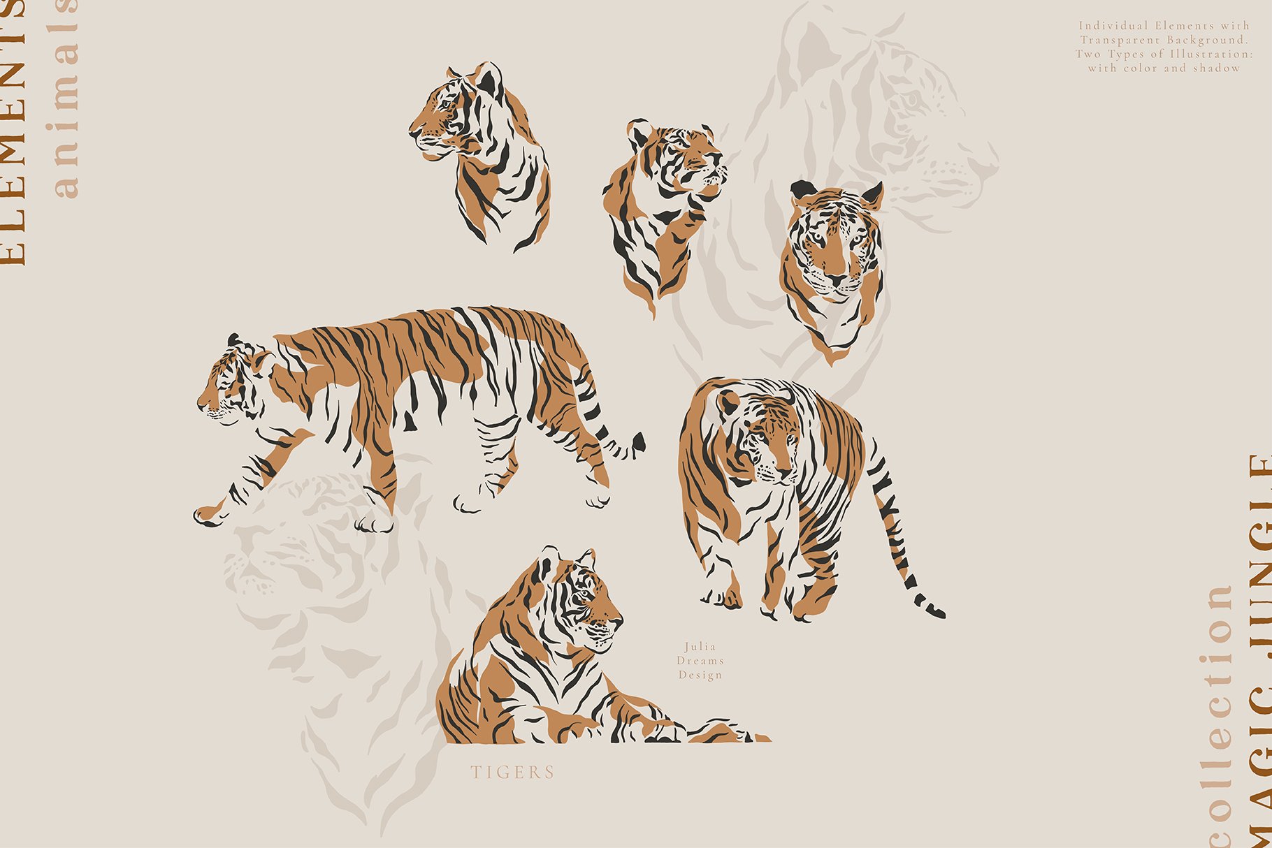 Tigers mood collection.