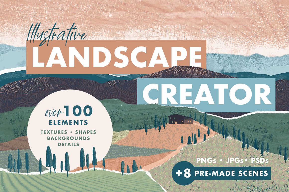 White lettering "Landscape Creator" on the abstract background.