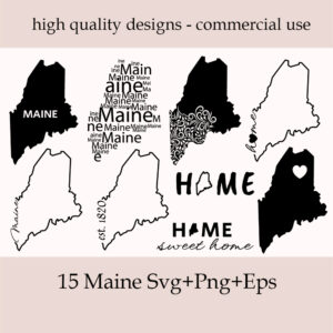 Maine SVG Bundle MasterBundles   Maine Outline Svg Files Maine Cut Files United States Of America Vector Files Maine Vector 929 300x300 