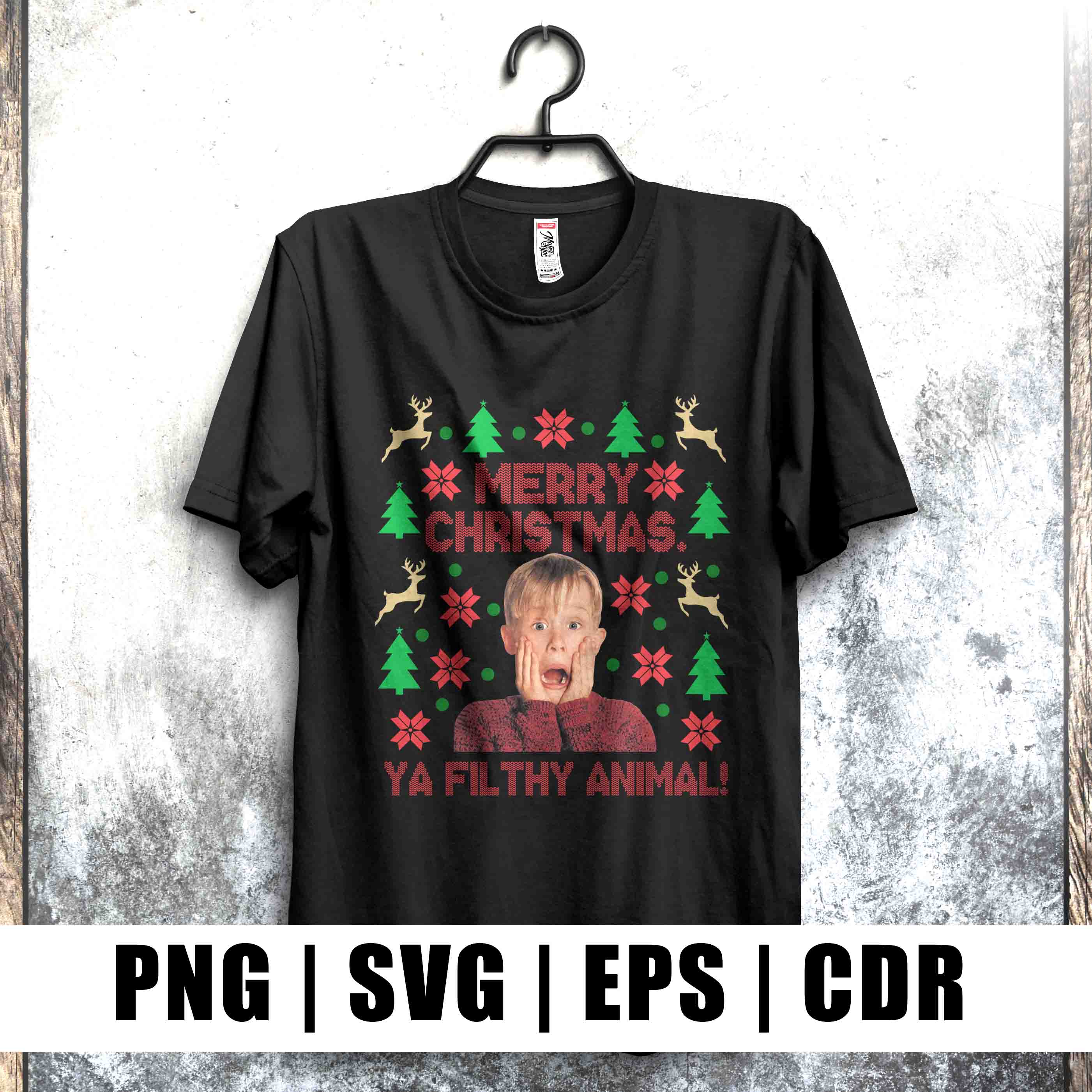 Merry Christmas T-shirt and Sweater Design cover image.