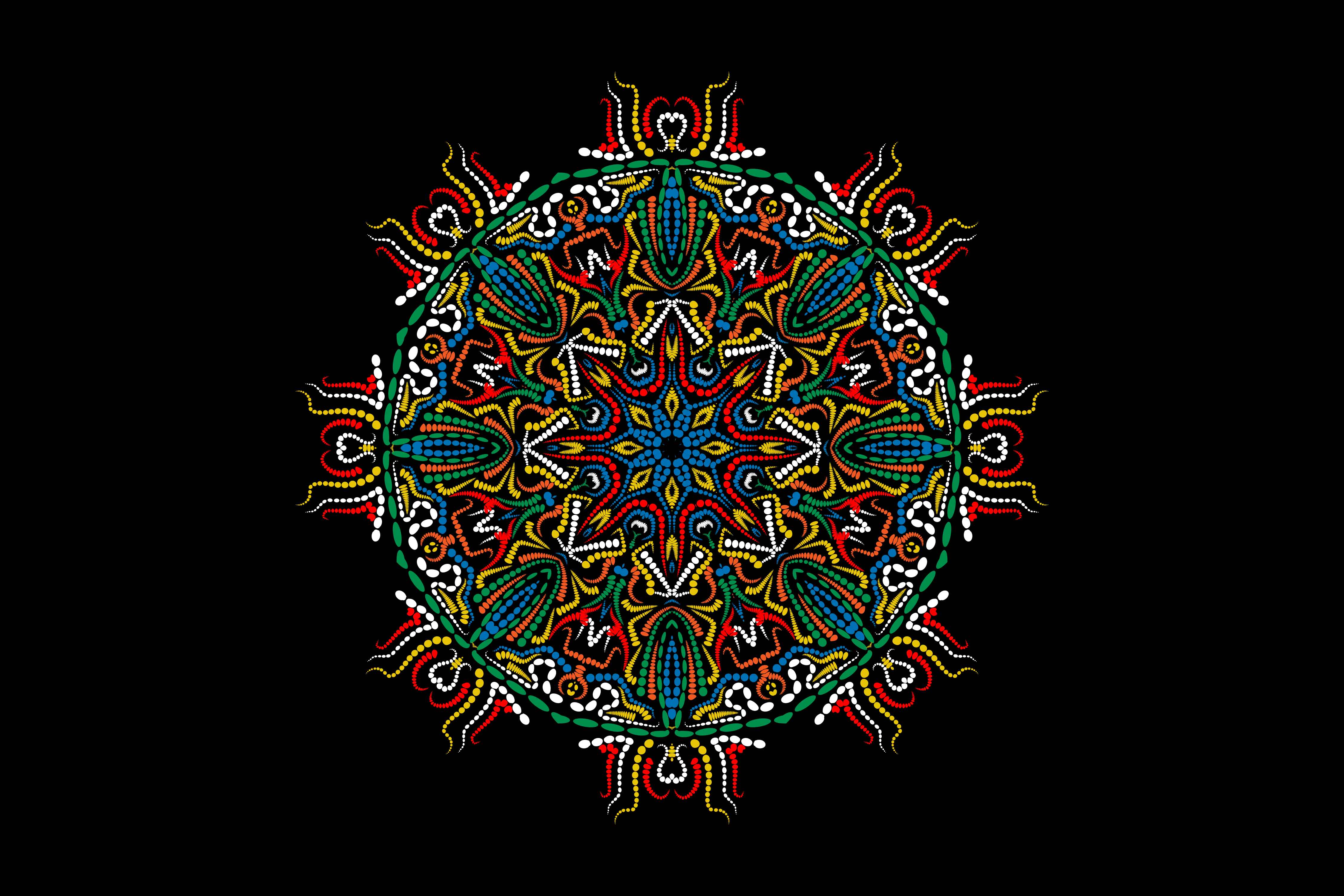 Beautiful mandala with an interesting green ornament.