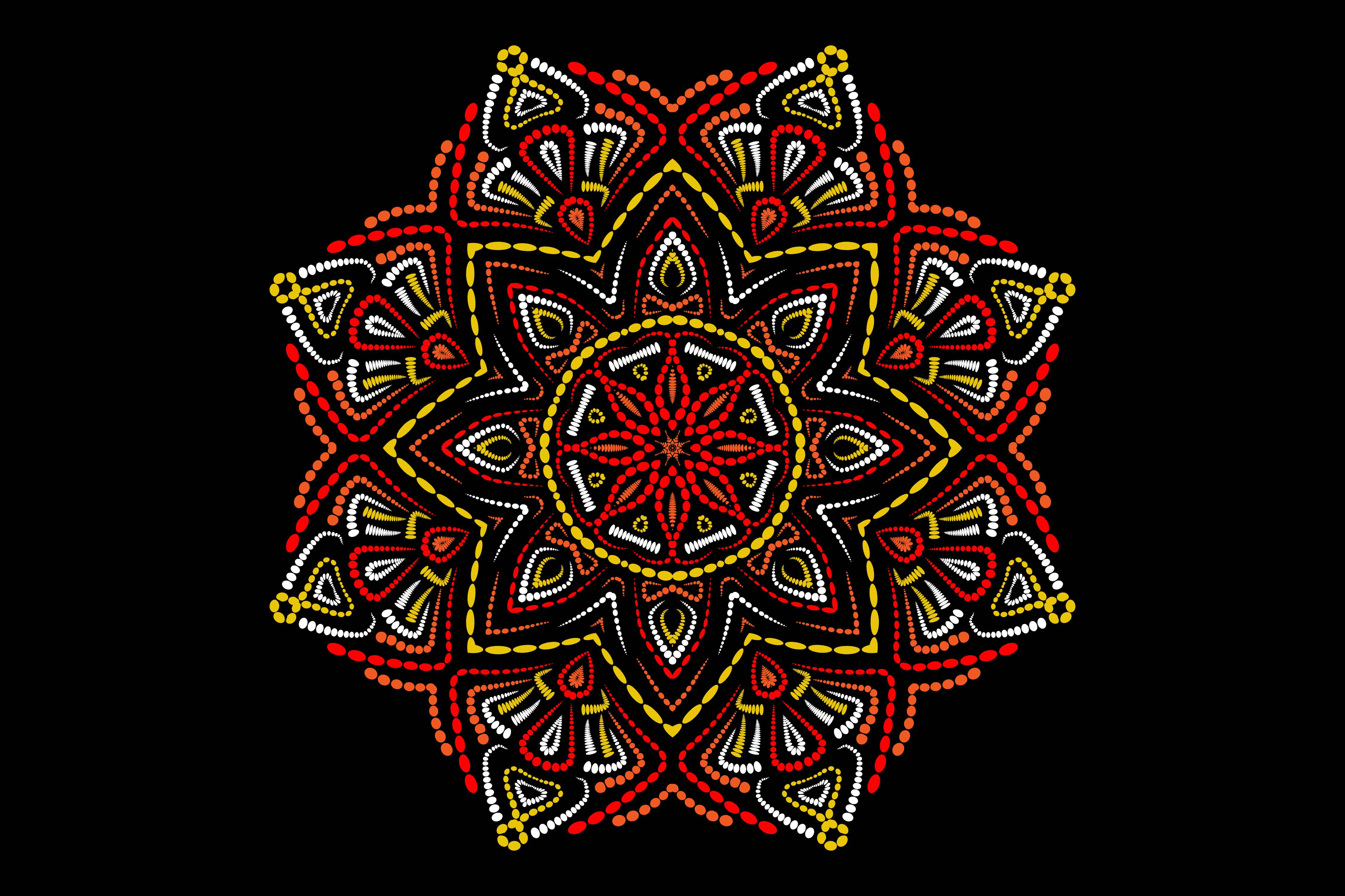 Red mandala with red petals.