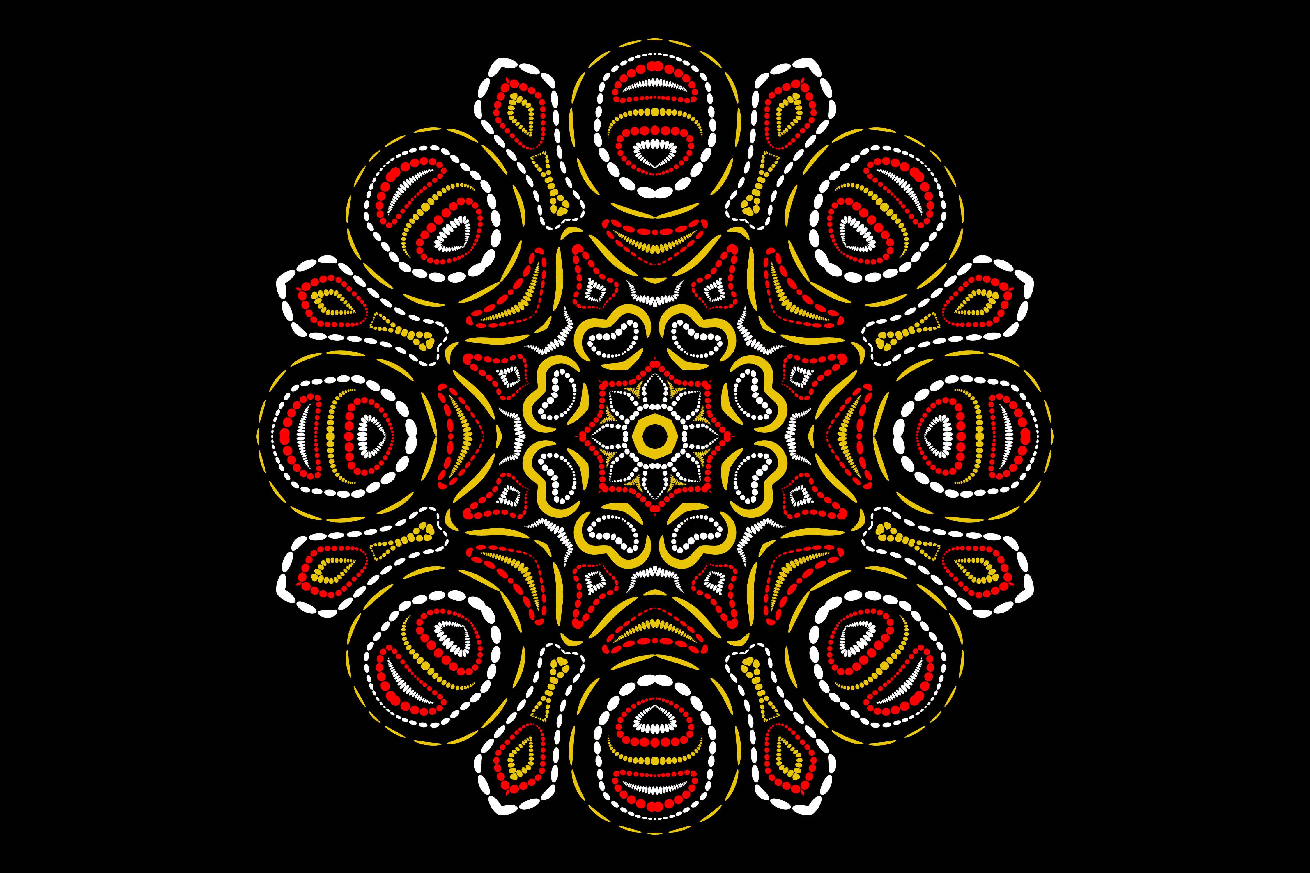 So cute and delicate mandala with red and gold ornaments.