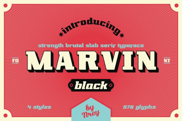 Beige lettering "Marvin" with black stroke on a pink background.