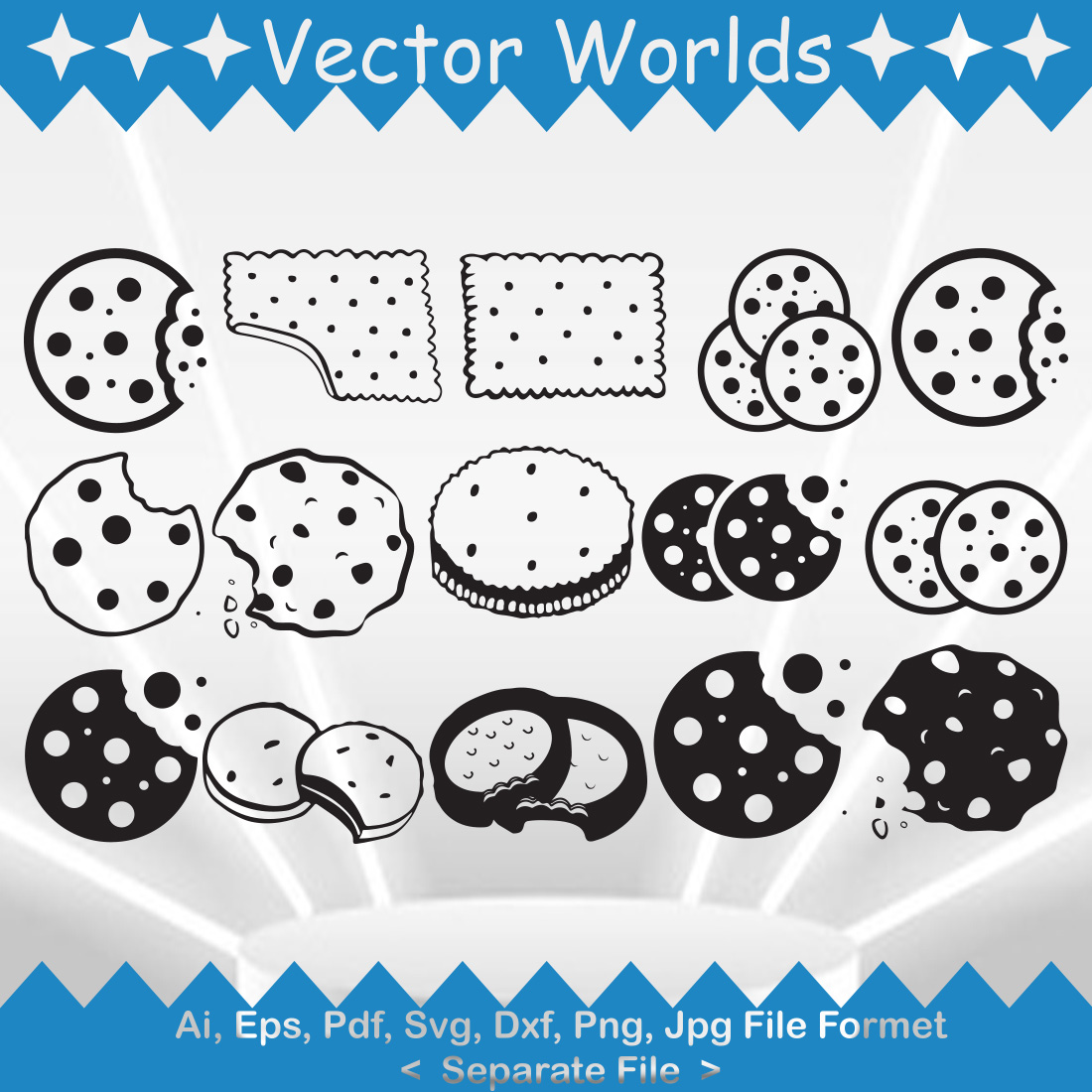 Collection of gorgeous vector image silhouettes of cookies
