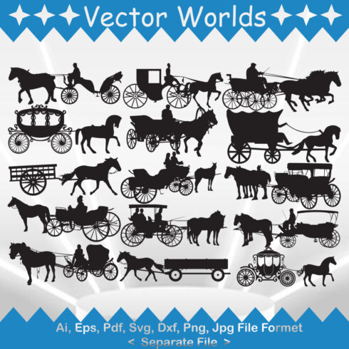 Collection of beautiful vector images of carriages.