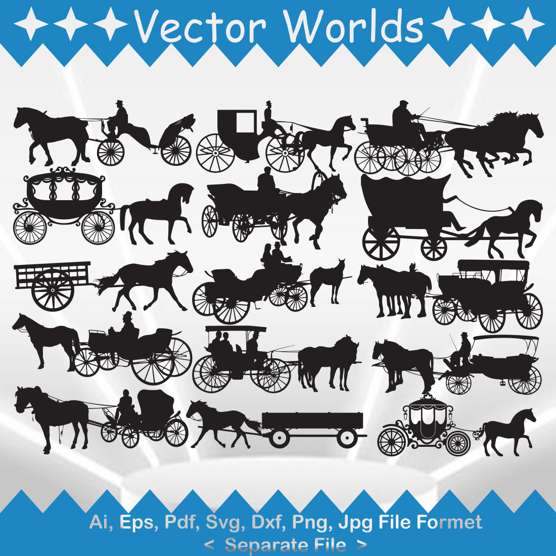 Collection of beautiful vector images of carriages.