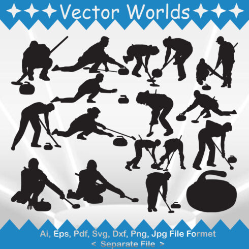 A selection of adorable curling player silhouette images