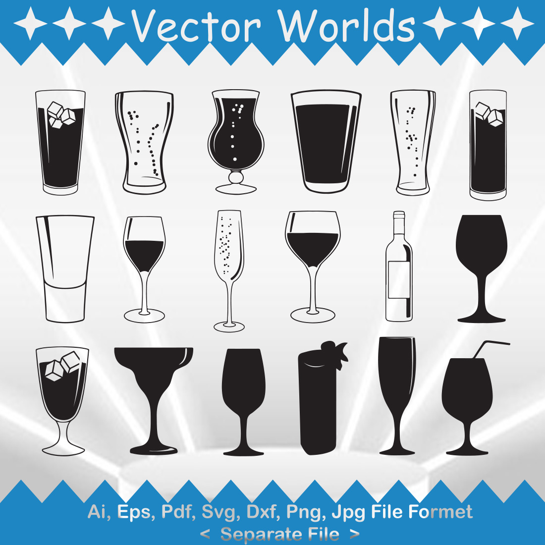 A collection of gorgeous drink glass silhouette images