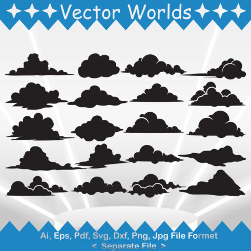 Collection of amazing vector image of silhouettes of clouds
