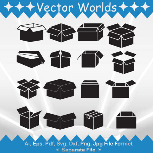 Collection of beautiful vector images of cardboard boxes.
