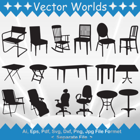A selection of amazing vector images of tables and chairs.