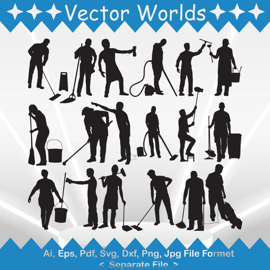 Cleaning Man SVG Vector Design - MasterBundles