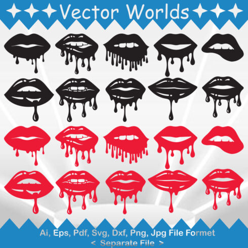 Pack of wonderful images of silhouettes of dripping lips