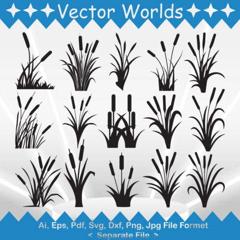 Collection of beautiful cattail vector images.