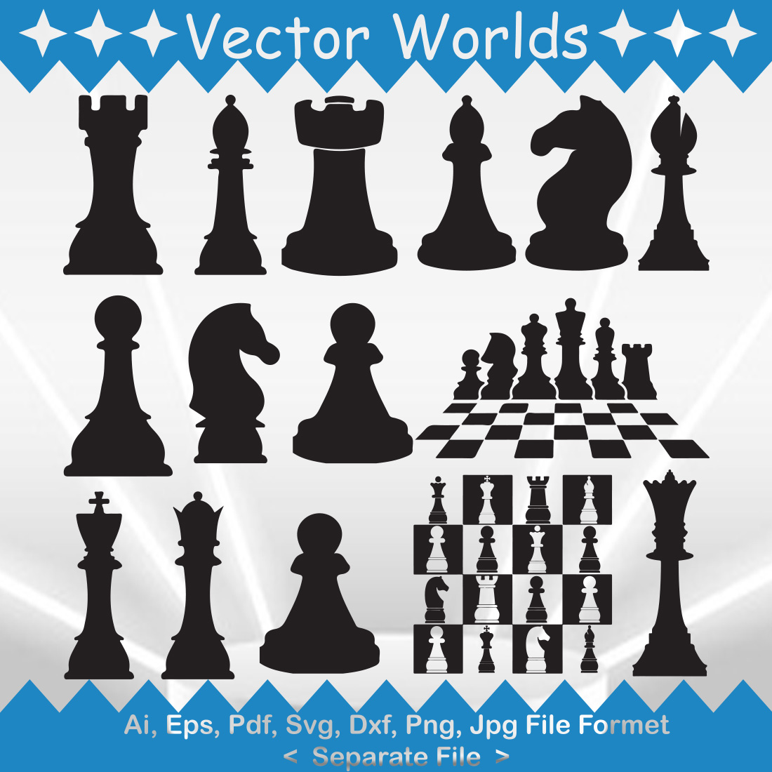 Chess Pieces Silhouette Set Stock Vector - Illustration of design