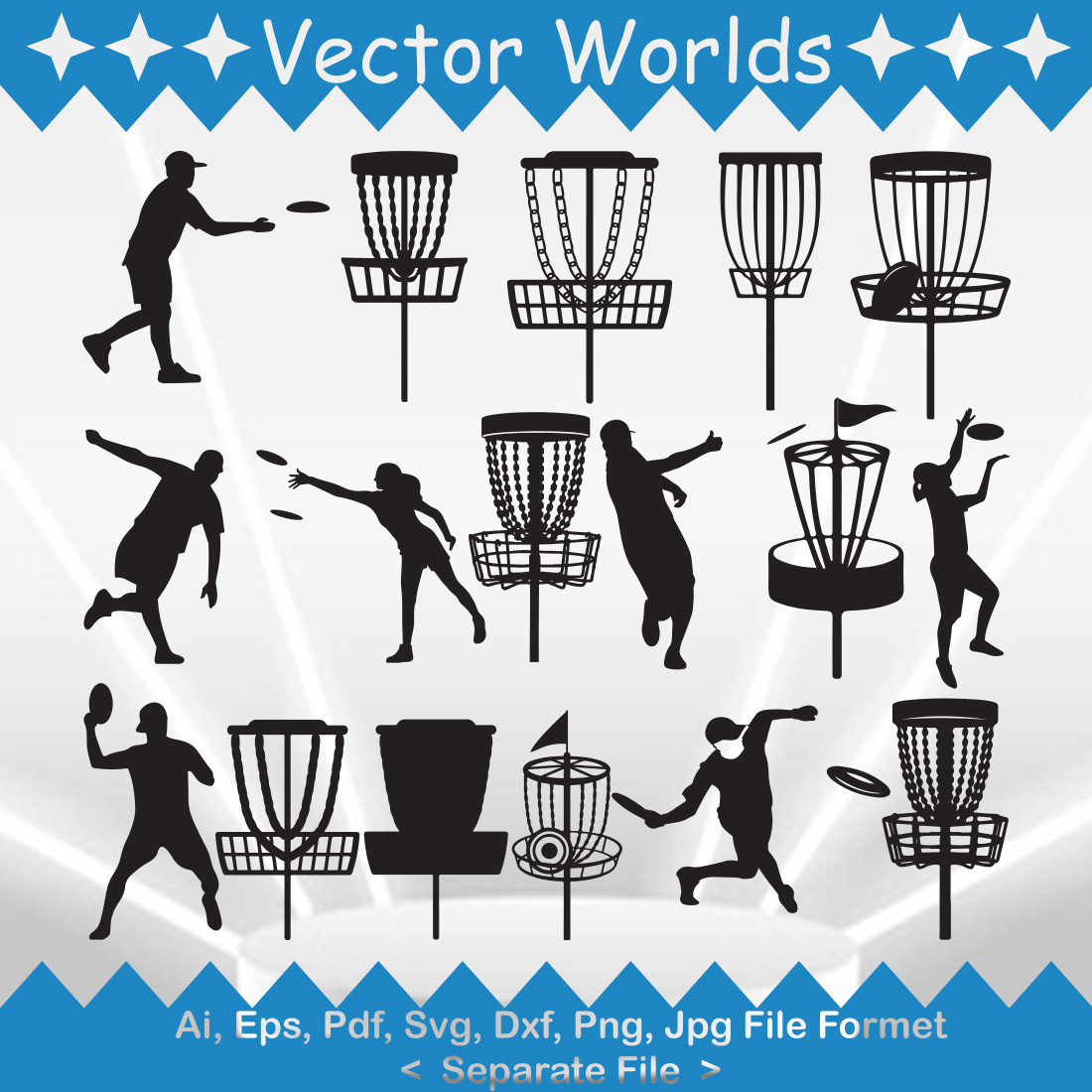 A selection of adorable images of basket silhouettes for Disc Golf