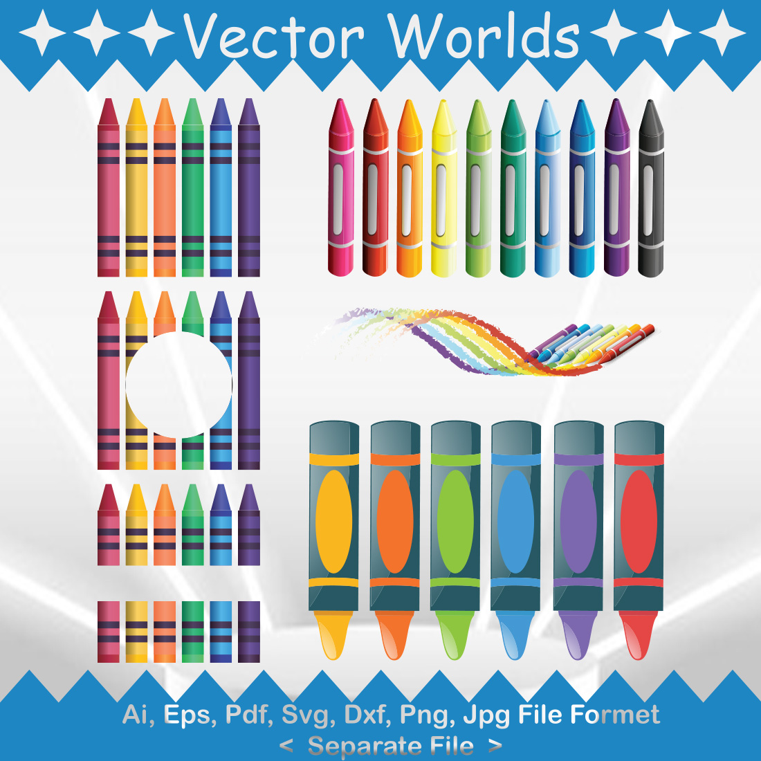 A selection of exquisite vector images of crayons