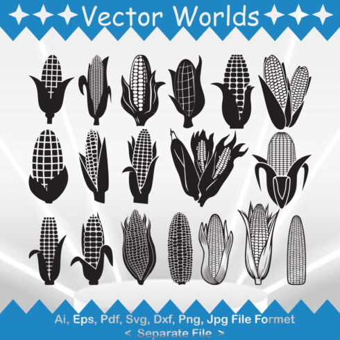 Collection of gorgeous vector image of silhouettes of corn