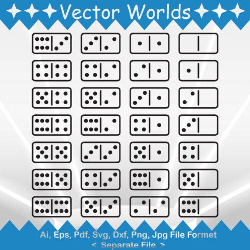 Set of unique images of domino silhouettes