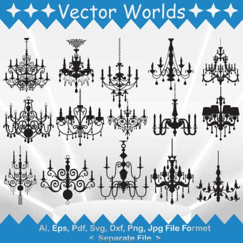 Collection of beautiful vector images of chandeliers.