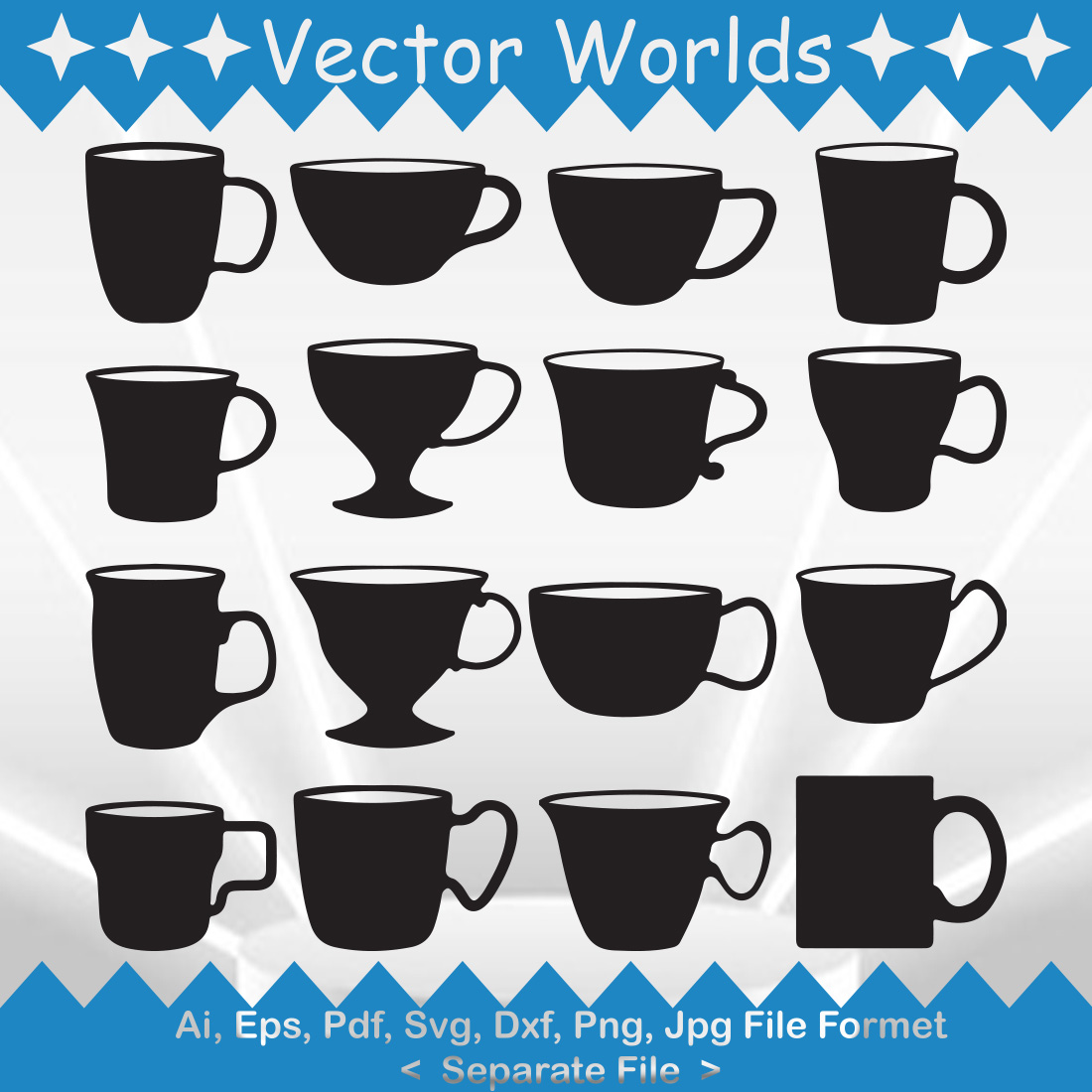 Collection of amazing vector image of coffee mug silhouettes